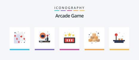 Arcade Flat 5 Icon Pack incluindo joystick. jogos. pontuação máxima. Diversão. cubos. design de ícones criativos vetor