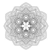 mandala elegante em design de contorno preto e branco vetor