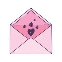 envelope rosa com corações vetor