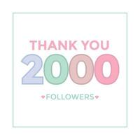 obrigado 2000 seguidores banner de modelo de parabéns. comemoração dos 2k seguidores vetor