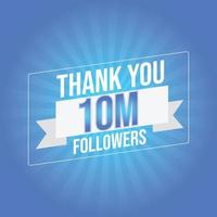 obrigado design modelo de cartão para seguidores de redes sociais, assinantes, como. 10 milhões de seguidores. comemoração dos 10 milhões de seguidores vetor