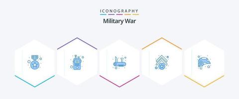 pacote de ícones azuis da guerra militar 25, incluindo força. Estrela. exército. chevron. braço vetor