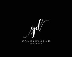 monograma de beleza inicial gd e design de logotipo elegante, logotipo de caligrafia da assinatura inicial, casamento, moda, floral e botânico com modelo criativo. vetor