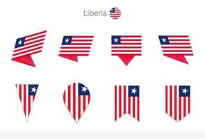 coleção de bandeiras nacionais da libéria, oito versões de bandeiras vetoriais da libéria. vetor