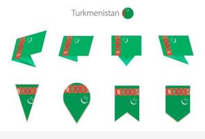 coleção de bandeiras nacionais do turquemenistão, oito versões de bandeiras vetoriais do turquemenistão. vetor