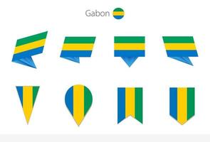 coleção de bandeiras nacionais do gabão, oito versões de bandeiras vetoriais do gabão. vetor