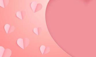 conceito de corte de papel em forma de coração no fundo rosa. símbolos vetoriais de amor para mulheres felizes, mãe, dia dos namorados, design de cartão de aniversário. vetor