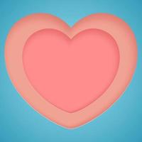 conceito de corte de papel em forma de coração rosa sobre fundo azul. símbolos vetoriais de amor para mulheres felizes, mãe, dia dos namorados, design de cartão de aniversário. vetor