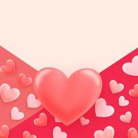 feliz dia dos namorados fundo com um coração rosa 3d em fundo rosa. símbolos vetoriais de amor para mulheres felizes, mães, dia dos namorados e designs de cartões de saudação de aniversário. vetor