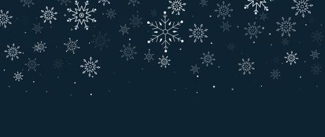 ilustração elegante do vetor do fundo do floco de neve do inverno. floco de neve decorativo de luxo e brilho em fundo azul escuro. design adequado para cartão de convite, saudação, papel de parede, pôster, banner.