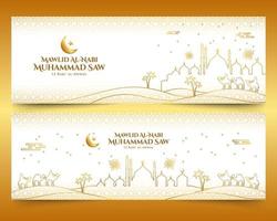 mawlid al-nabi muhammad. tradução profeta muhammad aniversário. adequado para cartão, flyer e banner vetor