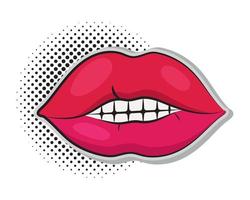 arte pop de lábios femininos vetor