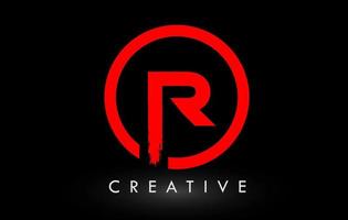 design de logotipo de carta de pincel vermelho r. logotipo de ícone de letras escovadas criativas. vetor