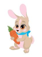 coelho com cenoura feliz páscoa vetor
