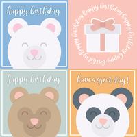 Cartões de aniversário bonitos do urso do vetor