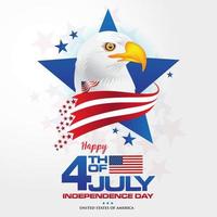4 de julho. feliz dia da independência da América fundo com bandeira e águia careca vetor