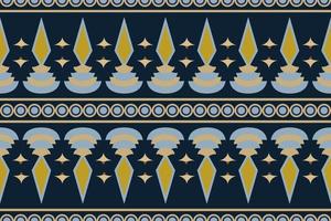estilo geométrico padrão de tecido étnico. sarong asteca étnico padrão oriental fundo azul marinho escuro tradicional. resumo,vetor,ilustração. use para textura, roupas, embrulhos, decoração, carpete. vetor