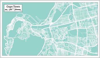 mapa da cidade da áfrica do sul da cidade do cabo em estilo retrô. mapa de contorno. vetor