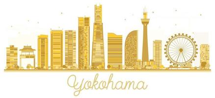 silhueta dourada do horizonte da cidade de yokohama japão. vetor