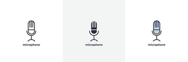 ícone do microfone. linha, versão colorida de contorno sólido e preenchido, contorno e sinal vetorial preenchido. símbolo da ideia, ilustração do logotipo. gráficos vetoriais vetor