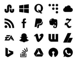 20 pacotes de ícones de mídia social, incluindo wattpad, vimeo, paypal, snapchat ea vetor