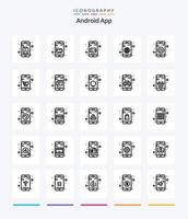 pacote de ícones de contorno do aplicativo android criativo 25, como switch. Móvel. procurar. globo. aplicativo vetor