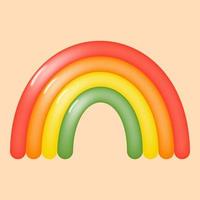 arco-íris colorido dos desenhos animados 3d em um fundo bege. arco-íris escandinavo para decoração infantil ou fundo de capa ou banner. ilustração vetorial. vetor