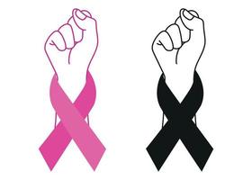 campanha do mês de conscientização do câncer de mama com punho de mãos protestando contra ilustração isolada vetor