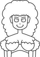 preto e branco de desenho animado de mulher bonita para colorir vetor