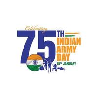 comemorando o 75º dia do exército da índia, o conceito de celebração do dia da república, aplaudindo a vitória, pessoas apreciando, batendo palmas e saudando os soldados do exército indiano estão em ação, logotipo do dia do exército vetor