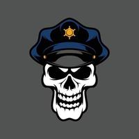 vetor de design de mascote da polícia do crânio