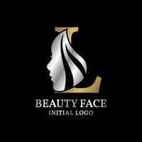 elemento de design de logotipo de vetor inicial de rosto de beleza de letra l