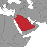 arábia saudita no mapa do mundo. ilustração vetorial. vetor