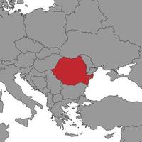 Romênia no mapa do mundo. ilustração vetorial. vetor