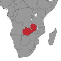 Zâmbia no mapa do mundo. ilustração vetorial. vetor