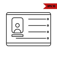 ilustração do ícone da linha do cartão de identificação vetor