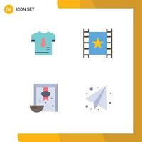 pacote de 4 ícones planos criativos de elementos de design de vetores editáveis de jogador de camisa de ramo de futebol