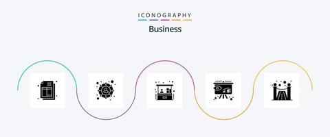 pacote de ícones de glifo 5 de negócios, incluindo . Prêmio. investimento. Projeto. entendimento vetor