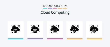 pacote de ícones de glifo 5 de computação em nuvem, incluindo computação. imagem. nuvem. download. design de ícones criativos vetor