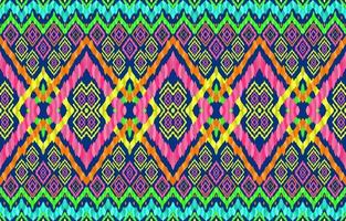 padrões sem emenda de navajo ikat indiano maia africano. linha geométrica brilho brilho brilhante fundo de cor neon. estilo retrô padrão étnico folk tribal nativo ikat. design para tapete de tecido de roupas. vetor