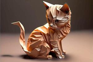 adorável arte em papel de um gatinho fofo de corpo inteiro vetor