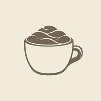 xícara de bebida de café com espuma e creme na silhueta da caneca. clipart plano mínimo simples, ícone ou logotipo para cafés, bebidas, cafeína, restaurantes, etc. ilustração vetorial. vetor