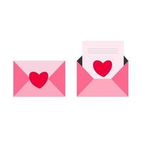 cartão vetorial para dia dos namorados. envelope aberto e fechado com cartão e coração. amor e símbolo do dia dos namorados. vetor