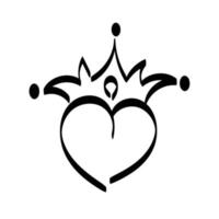 design de coração coroado desenhado à mão vetor