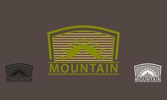 elemento de montanha estrela em um ícone de logotipo de fundo listrado vetor