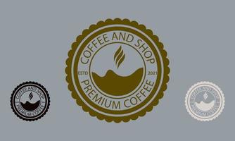 café e loja em um ícone de logotipo clássico vetor