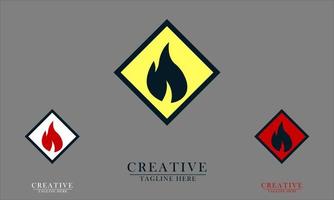 placa de risco de incêndio ícone do logotipo de aviso de incêndio vetor