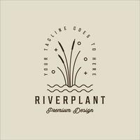 rio planta reed logotipo linha arte vetor simples ilustração modelo ícone design gráfico. taboa grama natureza sinal ou símbolo para ambiente conceito natural com tipografia