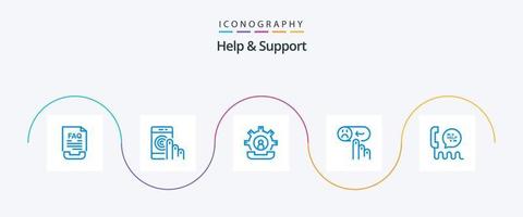 ajude e apoie o pacote de ícones azul 5, incluindo classificação. emoção. Smartphone. processar. ajuda vetor