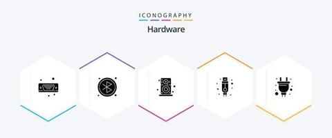 pacote de ícones de 25 glifos de hardware, incluindo hardware. plugue. hardware. elétrico. cabo vetor